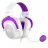 Игровые наушники Havit Gaming Headset Havit H2002d, 53mm driver, 20-20kHz, 64 Ohm, 110dB, Detachable Mic, Leather Earmuffs, In-Line Controls, 2.0m, 3.5mm(4pin), White/Purple