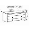 Комод PAL melaminat, MDF, Bardolino Ambianta Living Oscar comoda TV mare 1, 2m 120 x 56.5 x 44