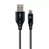 Cablu USB  Cablexpert Blister Type-C/USB2.0,  AM/CM,  2.0 m,  Cablexpert Cotton Braided Black/White,  CC-USB2B-AMCM-2M-BW 