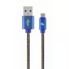 Cablu USB  Cablexpert Blister MicroUSB/USB2.0,   1.0 m,  Cablexpert Cotton Braided Blue Jeans,  CC-USB2J-AMmBM-1M-BL 