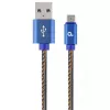 Cablu USB  Cablexpert Blister MicroUSB/USB2.0,   2.0 m,  Cablexpert Cotton Braided Blue Jeans,  CC-USB2J-AMmBM-2M-BL 