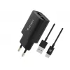 Аксессуары GSM  HELMET Wall Charger 2USB with Type-C cable Black 