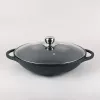 Tigaie cu capac 32 cm,  Aluminiu,  Granit antiaderent,  Negru Maestro Wok Mr - 4832 