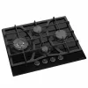 Plita incorporabila cu gaz 4 arzatoare,  Arzator Wok,  Sticla calita,  Aprindere electrica,  Negru WOLSER WL- F 6403 GT IC Romb Black 