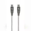 Cablu  Cablexpert Blister Type-C/Type-C, CM/CM, 1.5 m, 100W charging power, Cotton Braided Spacegrey/White 