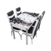 Обеденный стол  Magnusplus Set Kelebek II 251 + 6 scaune merchan negru cu alb 