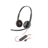 Casti cu microfon  Poly Poly Blackwire 3220 Stereo USB-C Headset +USB-C/A Adapter (Bulk), Microphone noise-canceling, SoundGuard, DSP, Receive output from 20 Hz–20 kHz, Microphone 100 Hz–10 kHz, Call answer/ignore/end/hold, redial, mute, volume +/-, OEM, CABLE LENGTH 154 cm 