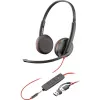 Наушники с микрофоном  Poly Poly Blackwire 3225 Stereo USB-C Headset +3.5mm Plug +USB-C/A Adapter (Bulk), Microphone noise-canceling, SoundGuard, DSP, Receive output from 20 Hz–20 kHz, Microphone 100 Hz–10 kHz, Call answer/ignore/end/hold, redial, mute, volume +/-, OEM, CABLE L 