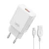 Зарядное устройство  XO Wall Charger XO + Lightning Cable, 2USB, Q.C3.0+PD 20W, L137, white 