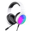 Gaming Casti  Havit Gaming Headset Havit H2043U, 50mm driver, 20-20kHz, 16 Ohm, 116dB, 328g, On-earcup control, RGB, v7.1, 2.1m, USB, White/Black 