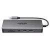 Docking station  UGREEN UGREEN HUB 11in1 Type-C to 2*USB-A 3.2+1*USB-A 3.0+Type-C 3.2+2*HDMI+RJ45 Gigabit+SD&TF +3.5mm+PD Port Converter, Grey 9857901917484 