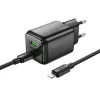 Зарядное устройство  Hoco USB Charger  HOCO N52 Monsoon, 1 x USB-C + 1 x USB, USB-C: 20W / USB:18W, Total output: 5V/3A, up to PD20W / QC3.0, Black 