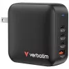 Încarcator  VERBATIM USB Charger VERBATIM Mini GaN Charger 165W, 4 output ports: 1 x USB-C® PD 140W, 1 x USB-C PD 100W, 1 x USB-C PD 65W and 1 x USB-A QC 3.0, US plug with EU and UK adaptors, fireproof material, black 