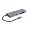 Кабель USB  GEMBIRD Gembird  A-CM-COMBO5-05, USB Type-C 5-in-1 multi-port adapter (Hub + HDMI + PD + card reader + LAN),  3-port USB 3.1 Gen 1 (5 Gbps) hub, 4K HDMI, Gigabit LAN port, SD card reader and 100 W USB Type-C Power Delivery port, durable premium style metal h 