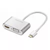 Концентратор USB  UGREEN USB-C to HDMI + VGA Adapter with PD, Silver 